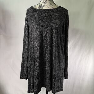 J Jill‎ Wearever Collection Tunic Top Med Black White Slinky Knit